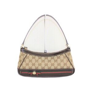 Gucci Sherry Line Bag Beige Tan Red Green Canvas Handbag Party